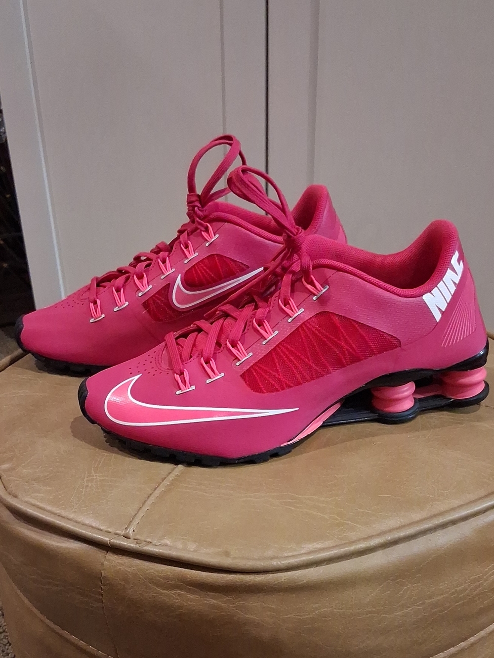 Nike Women's Hot Pink Athletic Running Shoes with White Swoosh